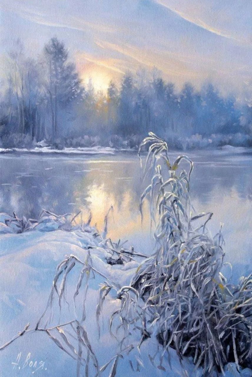 Зимние пейзажи художник Олег Кангин