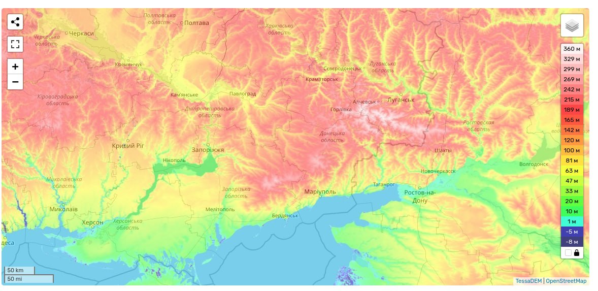Карта высот украины онлайн