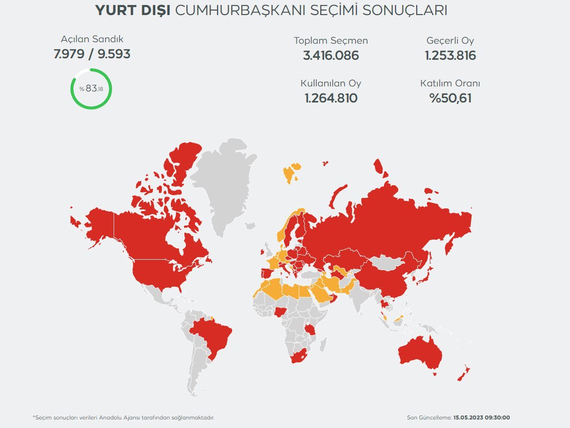 Карта голосования в турции