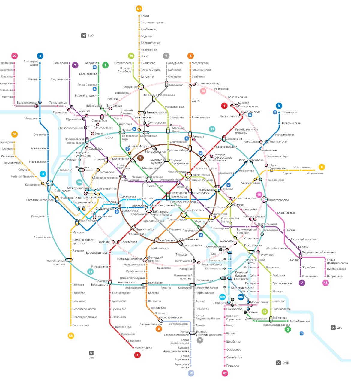 Схема Московского метрополитена новая